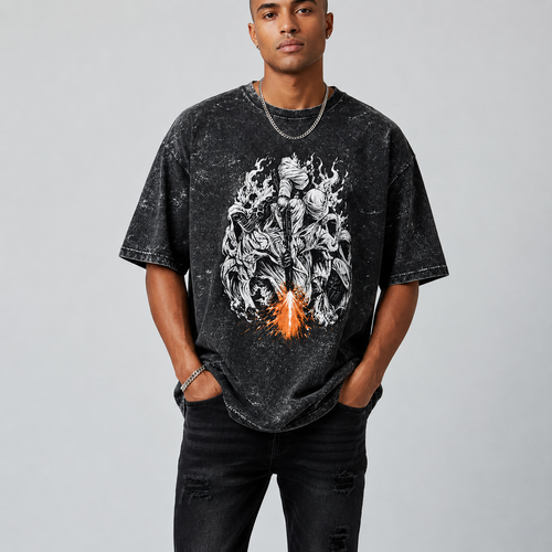 INFERNO ASCENDANT - Unisex Acid Washed Oversized Tee ( PREMIUM)
